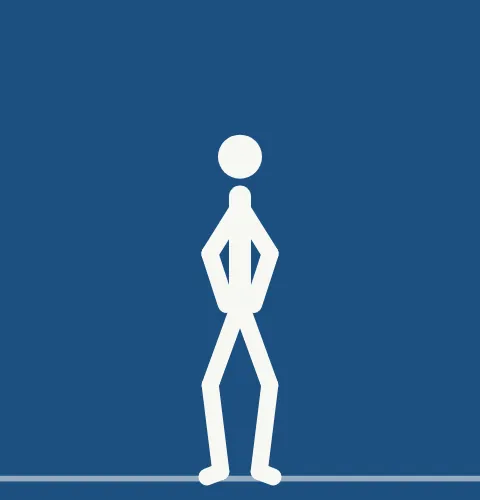 Animated demonstration: a split-step on the cue, then a fast first step to the side the arrow shows