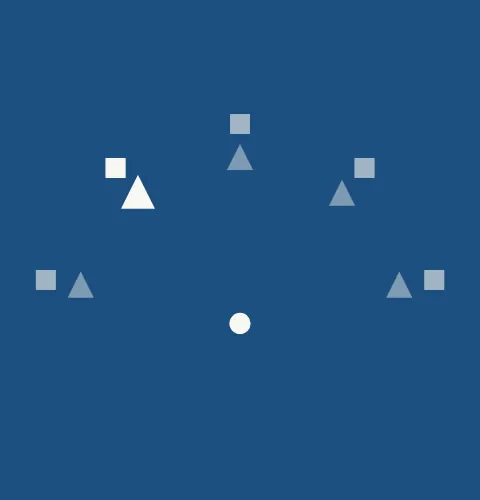 Animated demonstration: five cones in a fan around a centre mark, with a sprint to the called cone and back