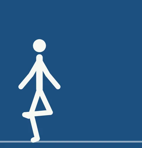 Animated demonstration: a sideways bound landing on one leg and holding